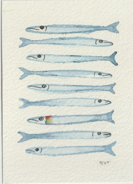 Sardines, original watercolor by Lori Tucker