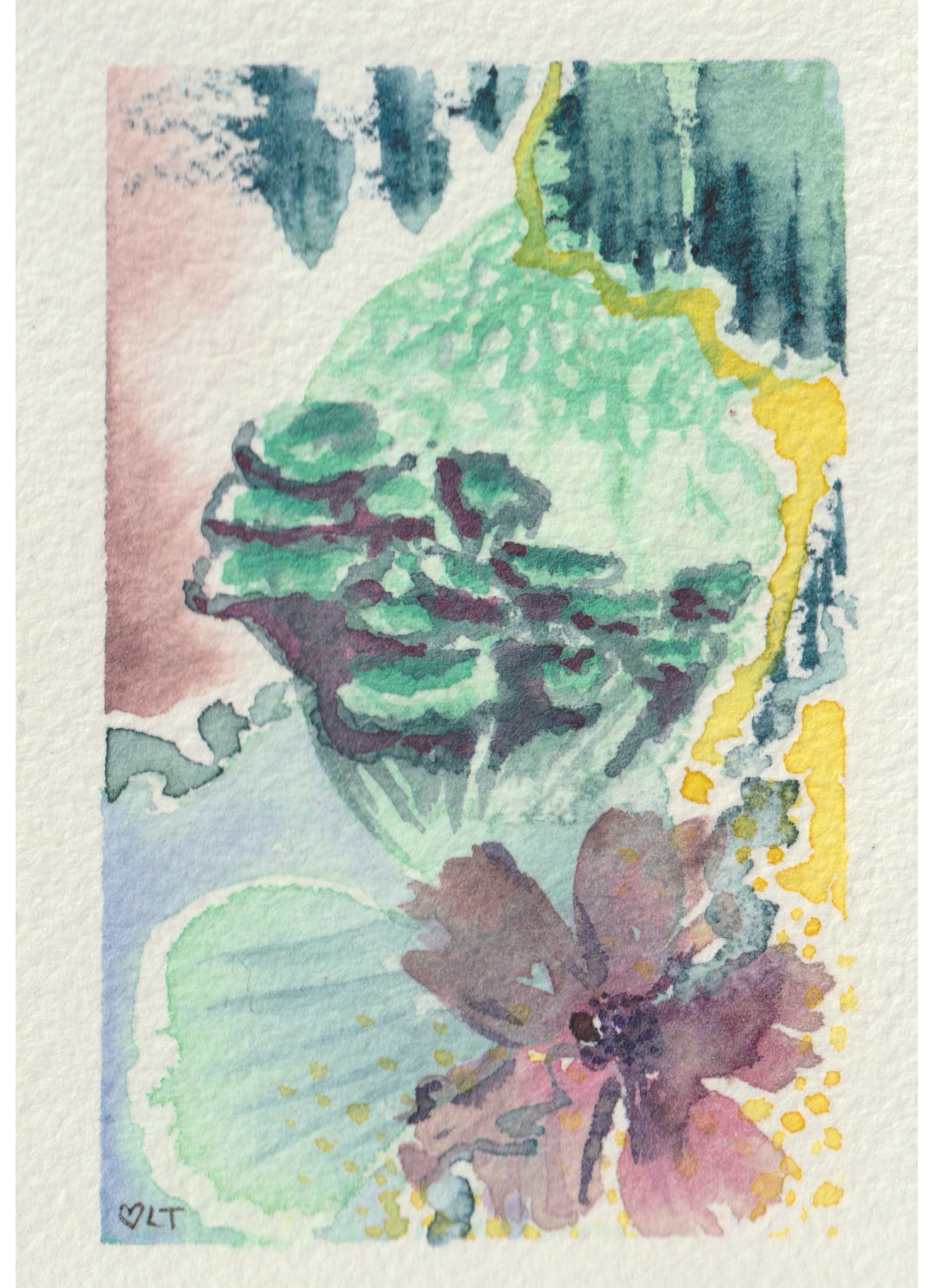 Teal Scene, original watercolor by Lori Tucker